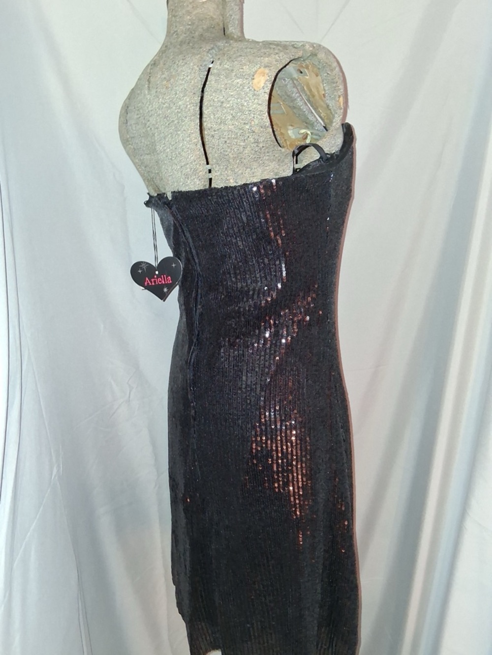 Arielle Black Strapless Sequin Mini Dress Size Large Formal - Picture 5 of 8